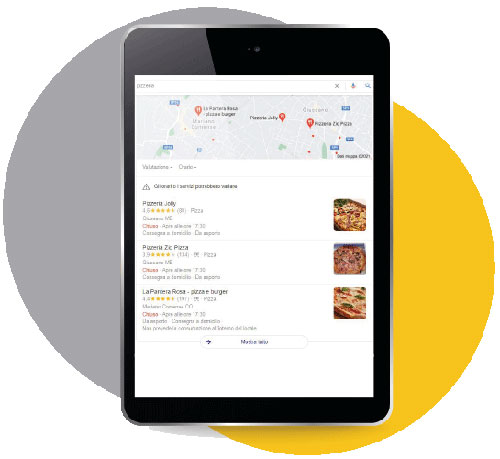 SERP LOCALE Google per ricerca pizza pizzerie